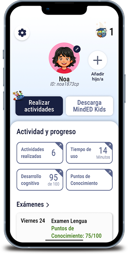 Panel de actividad y progreso en MindED Parents