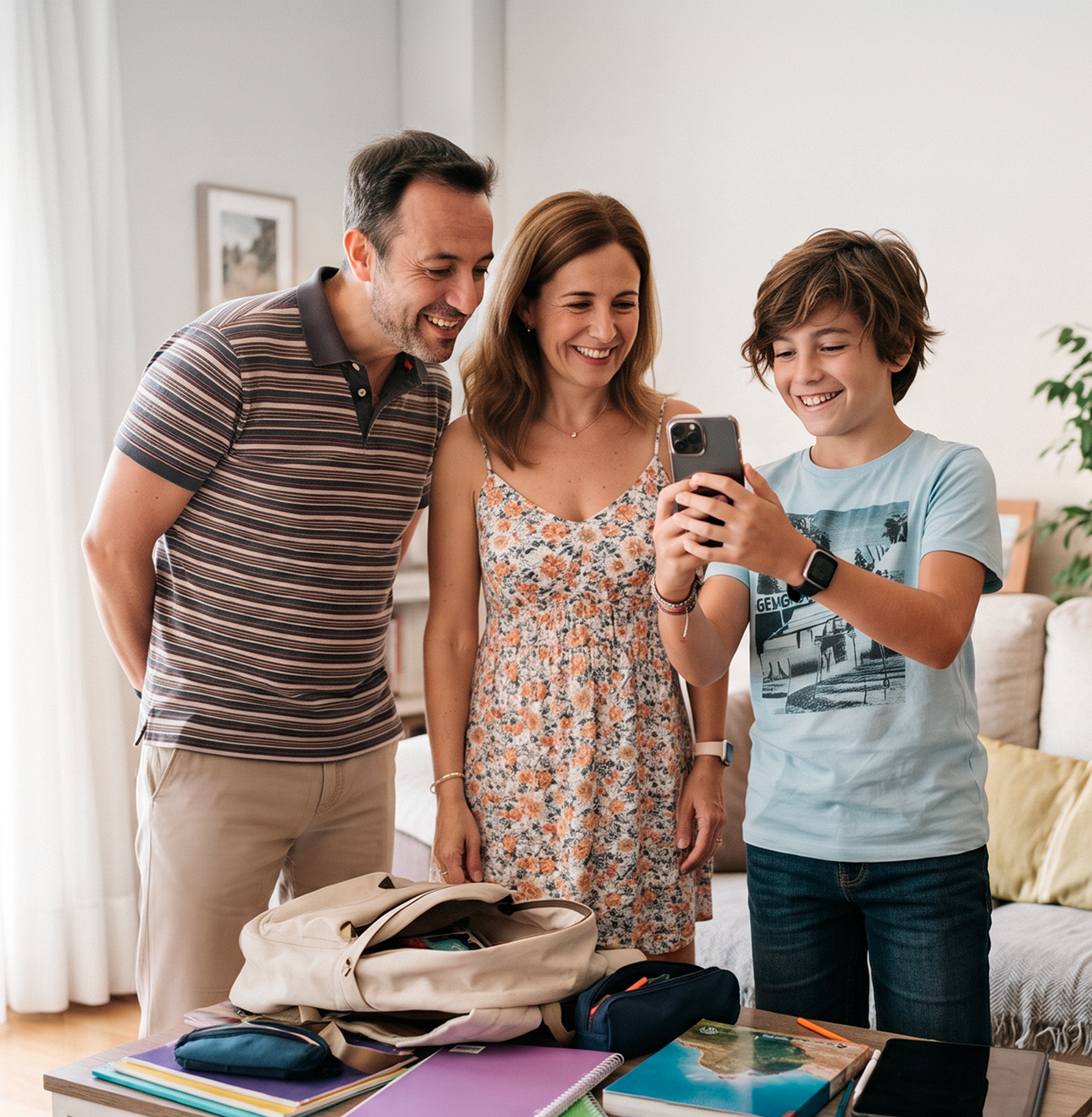 Familia aprendiendo con MindED en una tableta